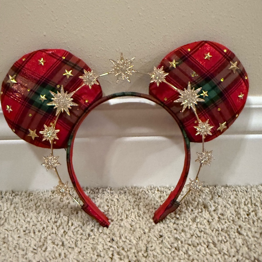 Plaid Red and Gold Star Headband